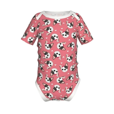 

Lukts French Bulldog Face Print Baby Short Sleeve Romper Onesie for Newborn Baby Boys and Girls-12 Months