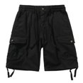 thumbnail image 2 of cllios Cargo Shorts for Men Elastic Waist Drawstring Athletic Shorts Fitness Workout Cargo Shorts with Multi Pockets Fathers Day Gift Ideas Black,36, 2 of 8