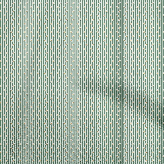 oneOone Rayon Teal Green Fabric Floral Sunflower With Strips Sewing Craft Projects Fabric Prints By Yard 56 Inch Wide