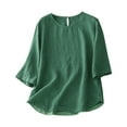 thumbnail image 2 of Summer Tops LEBONYARD Womens Tops Summer,Tops for Women Women's Casual Short Sleeve Round Neck Tops Summer Loose Tee Shirts Blouse Green L, 2 of 3