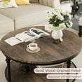 thumbnail image 4 of 30.5" 2-Tier Round Coffee Table, Farmhouse Center Table with Open Storage Shelf – Sturdy Metal Legs – Easy Assembly – Wood Grain Brown, 4 of 9