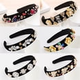 thumbnail image 5 of Western Style Rhinestone Fabric Wide Brim Headband Headwear Retro Hair Band Headband 22, 5 of 8