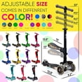 thumbnail image 3 of Trottinette à 3 Roues pour Enfants - Roues avec Lumières DEL, Guidon Inclinable Réglable et Siège Pliable - Conduite Assise Ou Debout avec Frein pour Garçons et Filles de 1 à 14 Ans, Vrai Arbre - Hurt, 3 of 8