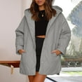 thumbnail image 2 of XPMWRP Women's Quilted Hooded Button Jacket Solid Color Oversized Puffer Long Sleeve Coat Winter Warm Oversized Outwear with Pockets Gray XL, 2 of 5
