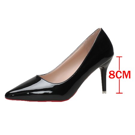 

Classic Black Stiletto Heels Pumps Women 2024 Spring Patent Leather Office Shoes Woman Plus Size 43 Pointed Toe High Heels Shoes Brightblack 8CM 41