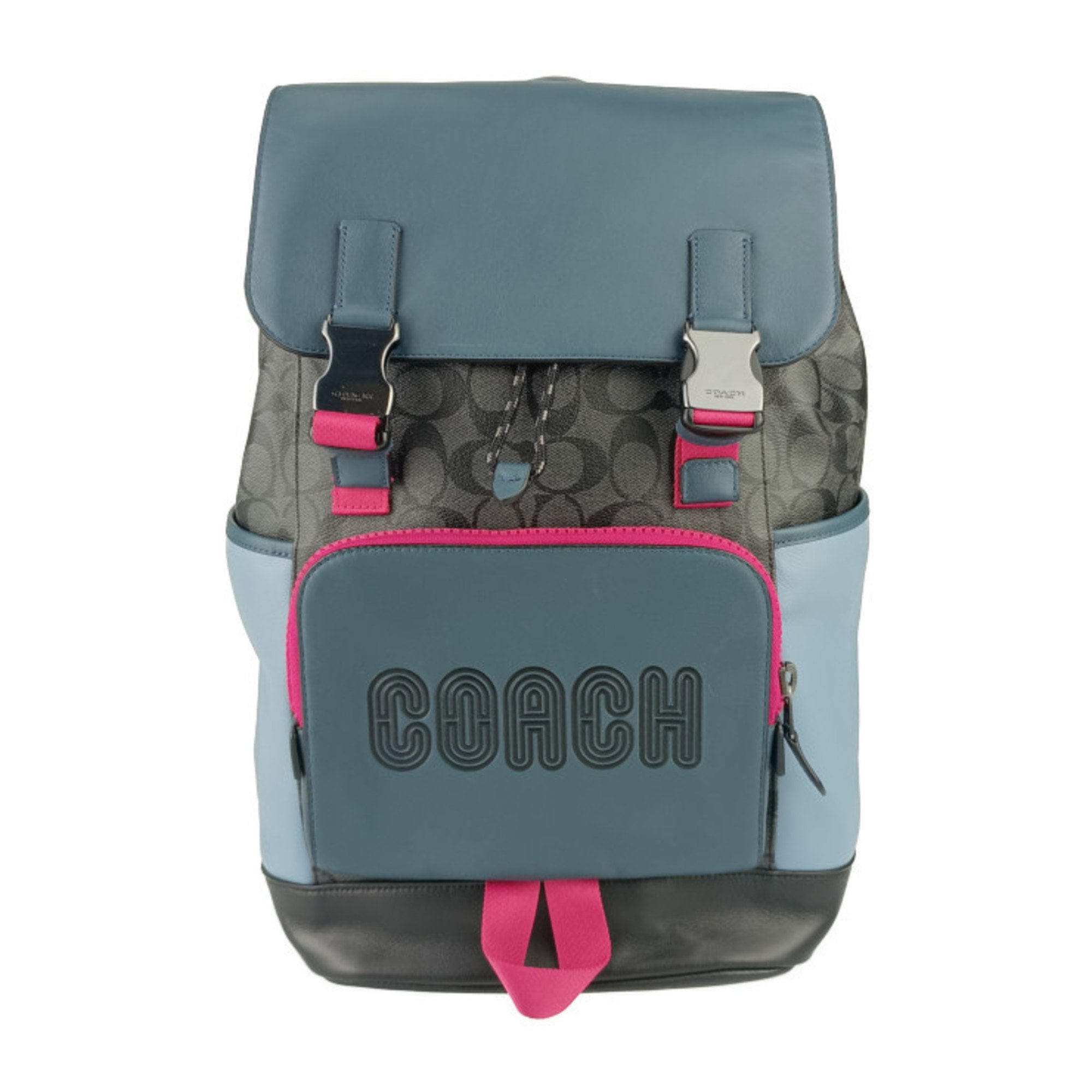 ✨新品未使用✨コーチ　チャールズスリムバックパック　スポーツカーフ　ブルー系 送料無料 美品 COACH コーチ メンズ リュック チャールズ
