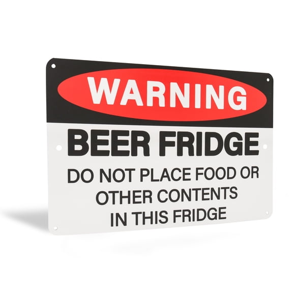 Warning Beer Fridge Sign Funny Wall Decor for Man Cave, Dorm Room Garage Decorations