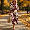 thumbnail image 4 of QUNYINEY Beach Women's Summer Dresses Short Sleeve Floral Midi A Line Dress Flowy Loose Fit Crew Neck Vacation Dresses, 4 of 7