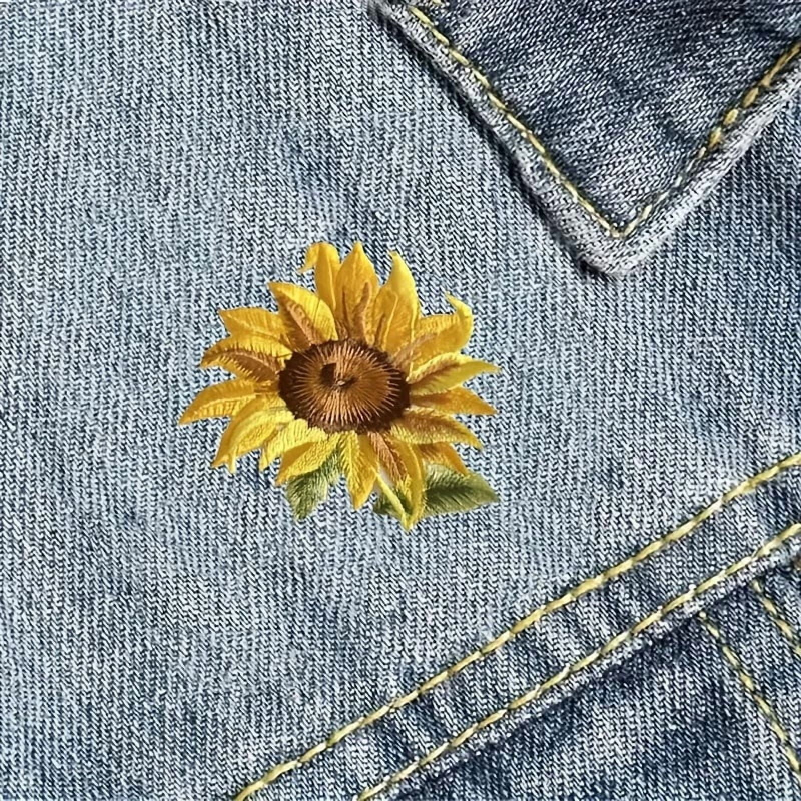 1pc Sunflowers Iron On Embroidered Patch for Jackets, Vests, and Tote Bags