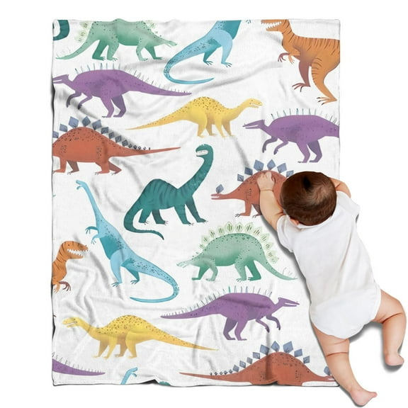 Colorful Dinosaurs Rainbow Pattern Blanket,Comfortable Soft Lamb Wool Throw Blanket,All Season,Warm Lightweight Blankets for Sofa Bed Couch Living Room Chair,30"x40"