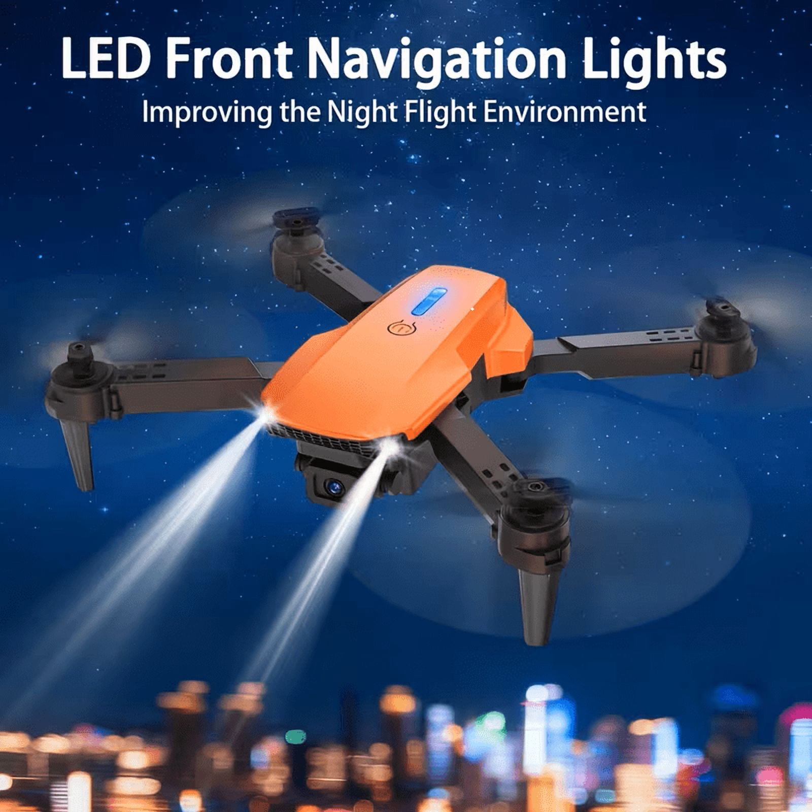 XE8 Quadcopter Drone, Dual Camera Remote Control Drone, Available in Multiple Colors and Battery Options (Orange 2 Batteries)