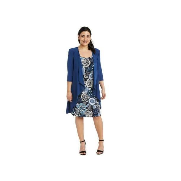R M RICHARDS Haut de Cardigan a Manches 3 4 Bleu Femmes 8 Walmart