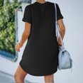 thumbnail image 4 of ZZwxWA 2025 Women's Summer T Shirt Dress Casual Round Neck Roll Up Short Sleeve Dresses Soft Comfy A Line Beach Sundress, 4 of 7
