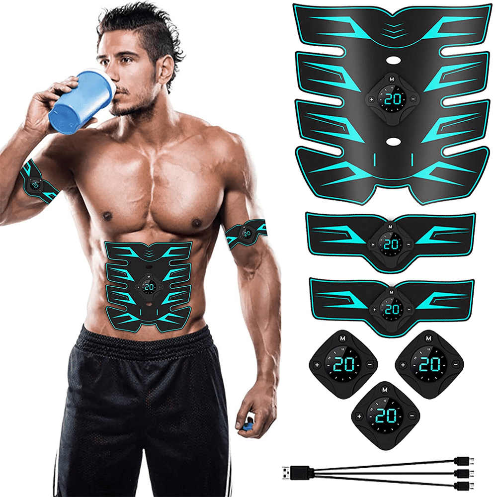 FYLINA Muscle Stimulator Abs Trainer LCD Display Remote Control EMS Abdominal Muscle Toning Belts with Home Workout Fitness Device for Men & Women