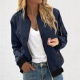 thumbnail image 2 of Lopecy-Sta Women's Long Sleeve Bomber Jacket Solid Color Casual Baseball Collar Zip Up Lightweight Coat Outerwear, 2 of 6
