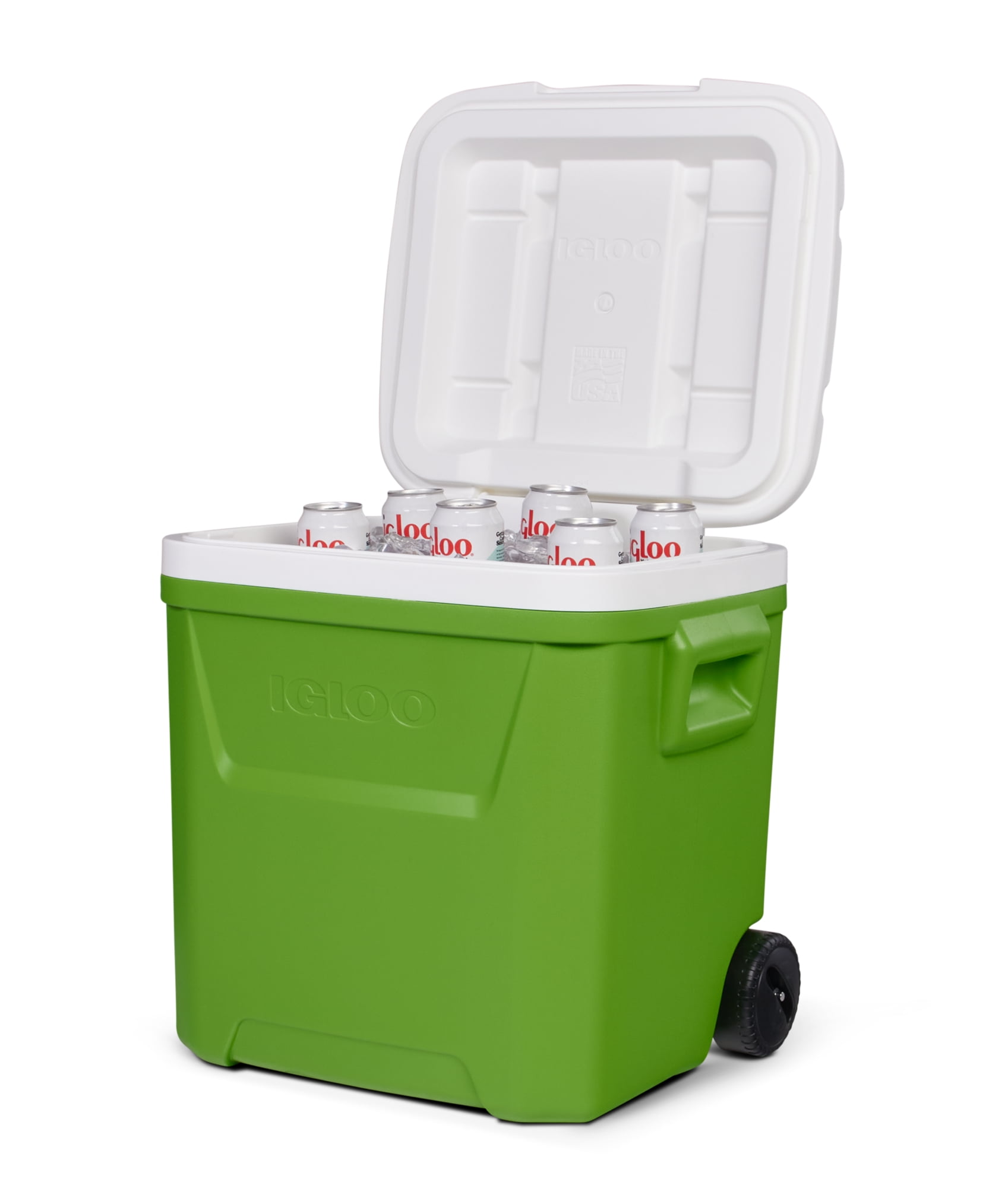 green rolling cooler