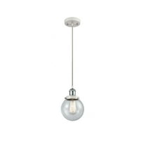 916-1P-WPC-G204-6-Innovations Lighting-Beacon - 1 Light Cord Hung Mini Pendant In Modern Style-9 Inches Tall and 6 Inches Wide-White/Polished Chrome