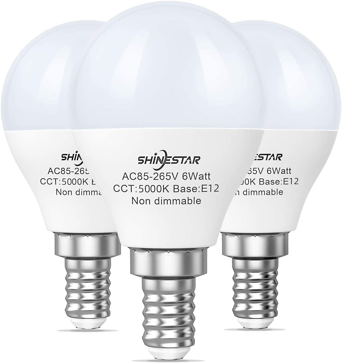 Horzel identificatie verloving SHINESTAR 3 Pack A15 LED Ceiling Fan Light Bulbs, 60 Watt Equivalent, 5000K  Daylight, E12 Small Base, Non-dimmable, Energy Saving - Walmart.com