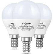 3 Pack A15 Bright LED Ceiling Fan Light Bulbs, 60 watt Equivalent, 5000K Daylight, E12 Small Base, Non-dimmable, Energy Saving