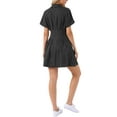 thumbnail image 3 of INSPIRE CHIC Striped Shirt Dress for Women's Button Down Short Sleeve Casual Pleated Blouse Mini Dresses XS Black, 3 of 6