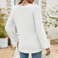 thumbnail image 6 of Scyoekwg Casual Tops for Women V-Neck Ring Hole Eyelet Tops Solid Color Fall Tops Trendy Loose Lightweight Long Sleeve T Shirts Pullover (White,XXL), 6 of 6