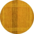 thumbnail image 1 of Ahgly Company Indoor Round Abstract Yellow Modern Area Rugs, 3' Round, 1 of 4