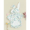 thumbnail image 3 of FEORJGP Infant Baby Easter Hood Jumpsuit Newborn Short Sleeve Romper Cartoon Bunny Print Bodysuit Hoodies with Pocket Little Boys Girls Cute Casual Summer Clothes, 3 of 9