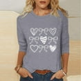 thumbnail image 2 of RKSTN Valentines Gift 3/4 Length Sleeve Womens Tops Oversized Crewneck Valentine Day Loves Heart Graphic Print Short Sleeve T Shirt Womens Casual Plus Size Round Neck Three Quarter Sleeve Tee Shirt, 2 of 6