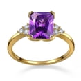 thumbnail image 2 of VAKKI 925 Sterling Silver 14K Gold Plated Emerald Cut Amethyst Ring Birthstone Rings Size 5-10, 2 of 5