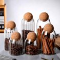 thumbnail image 5 of Bxaolu 1Pack Glass Jars with Cork Ball Lid - Kitchen Food Terrarium Airtight Clear Storage Canisters with Wooden Lids for Cookie Candy Coffee Bean Spice Sugar Rice, 16.9Oz/500ML, 5 of 9