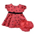 thumbnail image 2 of Rare Editions Infant Girls Red Black Polka Dot Satin Party Holiday Dress 18m, 2 of 2