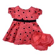 Rare Editions Infant Girls Red Black Polka Dot Satin Party Holiday Dress 3-6m