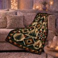 thumbnail image 6 of Rustic Cabin Scene Forest Green Brown Patchwork Design, Rustic Camping Scene, Warm Flannel Blanket for Cabin and Lodge, Outdoor Lovers Friendship Gift, Artistic Home Decor, 6 of 9