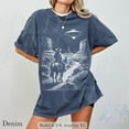 thumbnail image 2 of Cowboy and UFO Graphic Print T-Shirt | Vintage Western Alien Encounter Tee | Retro Space Desert Unisex Top, 2 of 7