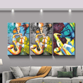 thumbnail image 2 of Rosework 3 Panel Framed Canvas Wall Art, 30x40 Inch*3, Retro Character Playing Saxophone, Made In USA, 2 of 6