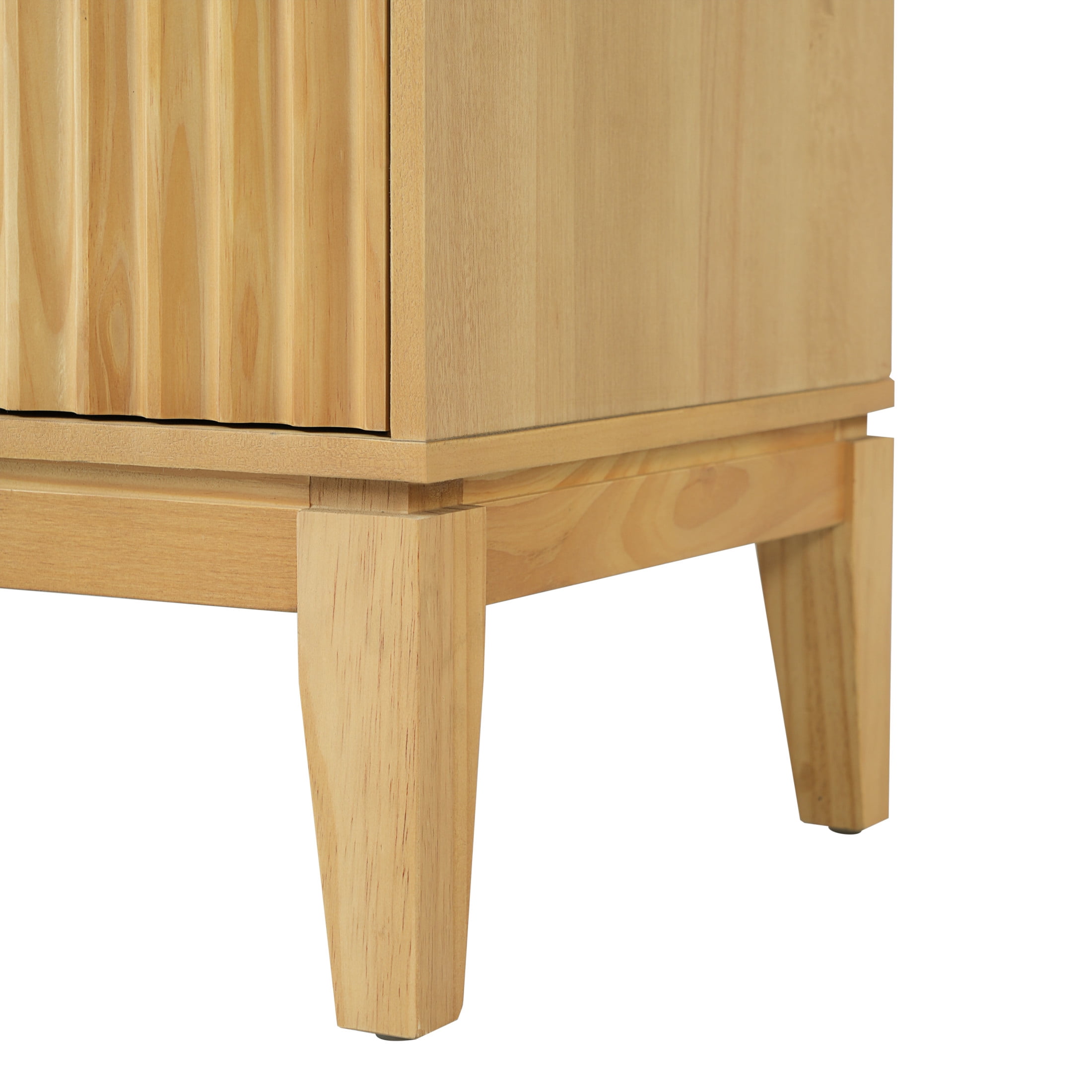 Christopher Knight Home Contemporary Fluted Nightstand with 2 Drawers, Storage Bedside Table, Natural