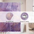 thumbnail image 3 of Purple Marble Shower Curtain - 72x72 Inch Lavender Gold Pattern Elegant Abstract Texture Ink Art Painting Durable Bathtub Decor Polyester Fabric Set with Hooks, 3 of 5