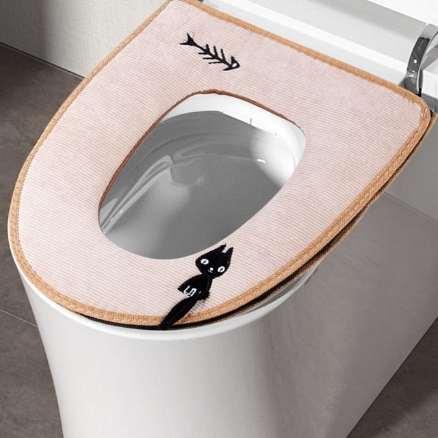 Winter Toilet Pad Cover with Flocked Material | Adhesive Toilet Seat Protector | Easy Clean Toilet Ring Cover for Home, Travel, and Camping | Non-Slip Toilet Mat for Public Restroom Use