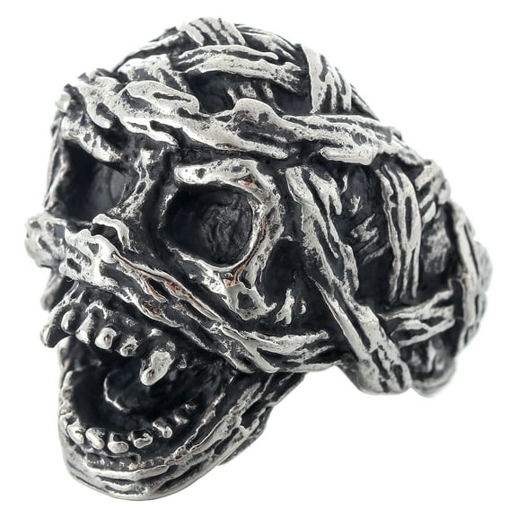 ZMY Home Mummy Skull Ring Stainless Steel Ring with Bandages and Open Mouth (11)