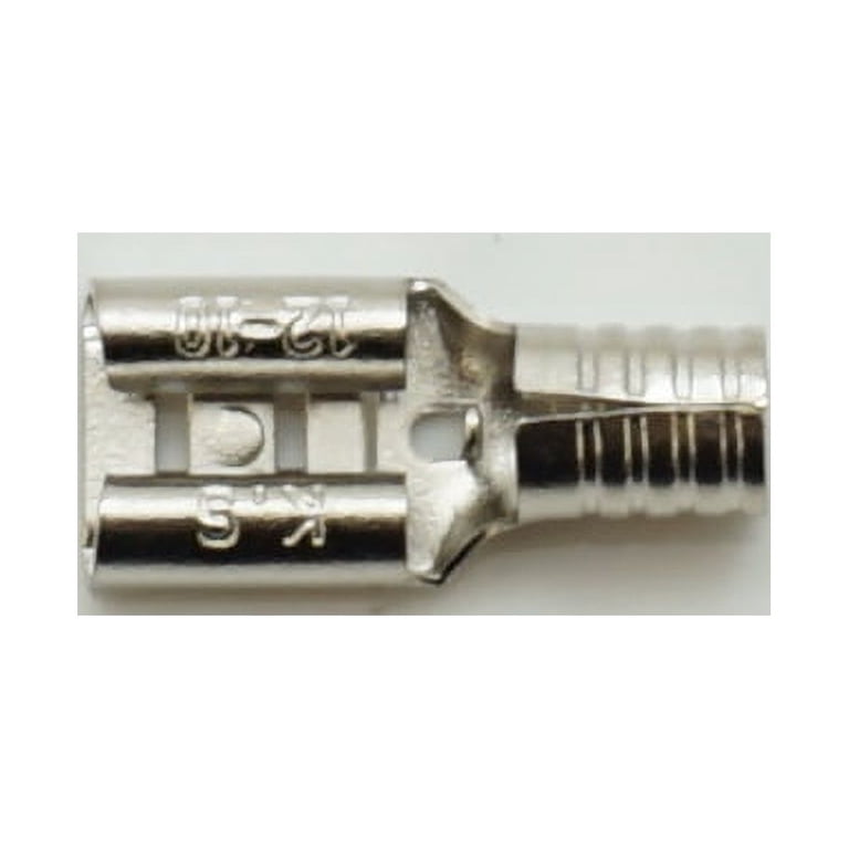 50-Pack High Temperature Non-Insulated Female Spade Connectors – 12-10 Gauge, 1/4 Inch Quick Disconnect Terminals For Strong Crimps