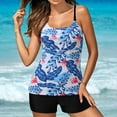 thumbnail image 3 of WREESH Womens Tankini Swimsuit Conservative Print Strappy Back Set Two Piece Swimsuits Swimdress Beach Bathing Suit Blue, 3 of 8