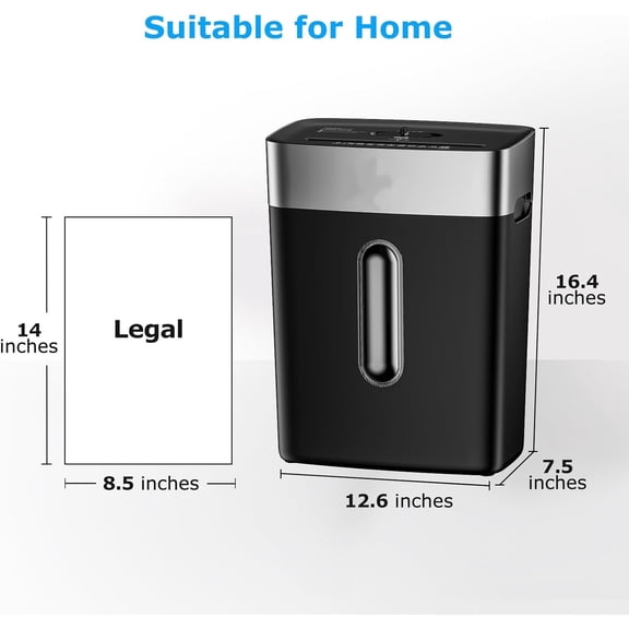 Paper Shredder for Home Office, 4 Gallons Bin, 10-Sheet Cross-Cut Shredder, P-4 High Security Level, Quiet Credit Card Shredder with Jam Proof System