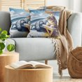 thumbnail image 5 of Ambesonne Cat Throw Pillow Cover 2 Pack, Sunbathing Kitten Seaside Shore, 24", Blue Pale Mustard, 5 of 7