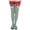Green-A, variant on Virmaxy Women's Christmas Over The Knee Socks Striped Printed Garter Bow Hairball Christmas Party Knee Warmer Stacked Socks