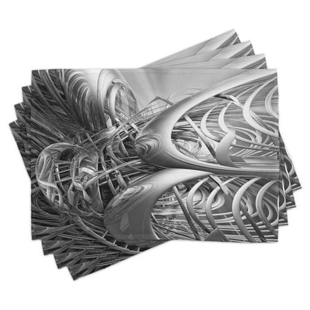 

Grey Placemats Set of 4 Science Fiction Theme 3D Cyber Futuristic Background Pattern Technologic Design Print Washable Fabric Place Mats for Dining Room Kitchen Table Decor Silver by Ambesonne
