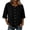 Black, variant on Women's Casual Cotton Linen 3/4 Sleeve Button Up T-Shirts Solid Color Loose Fit Open Front Top with Pockets