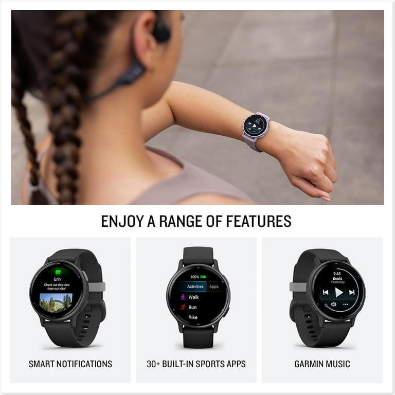 Garmin Vivoactive 5 Fitness Smartwatch, Black, Bundle with Sport