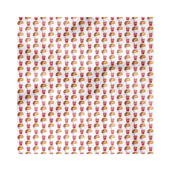 Food Decorative Napkins Set of 4, Simplistic Pattern of Appetizing Tacos and Soda Cups with Pipe Doodle Drawing Print, Silky Satin Fabric for Brunch Dinner Party, 18", Multicolor, by Ambesonne
