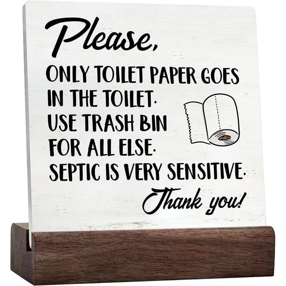 Sarcastic Bathroom Sign With Saying Desk Decor Sensitive Septic System Rustic Home Toilet Restroom Decor Ceramic Table Plaque With Wooden Stand