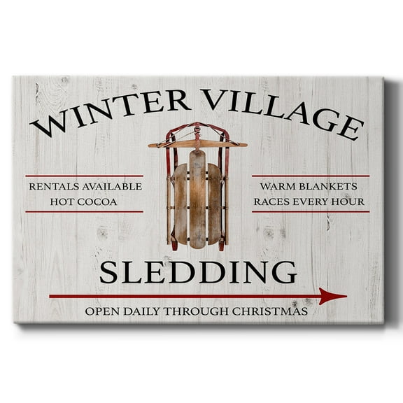 Winter Village Sledding- Gallery Wrapped Canvas